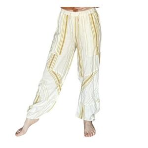 Urban Outfitters Eden Linen Pant In Neutral Multi Stripe Beach S‎ bubble hem NEW